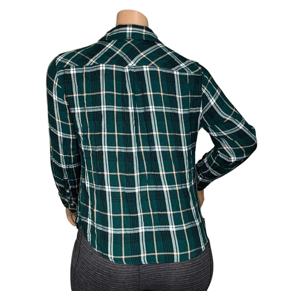 AVA & VIV Plaid Collared Buttons Down Shirt Green White Black Size 1X - Picture 4 of 7
